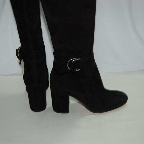 36.5/US 6.5❤️GIANVITO ROSSI Black Suede Leather Knee High Heels Tall BOOTS ITALY